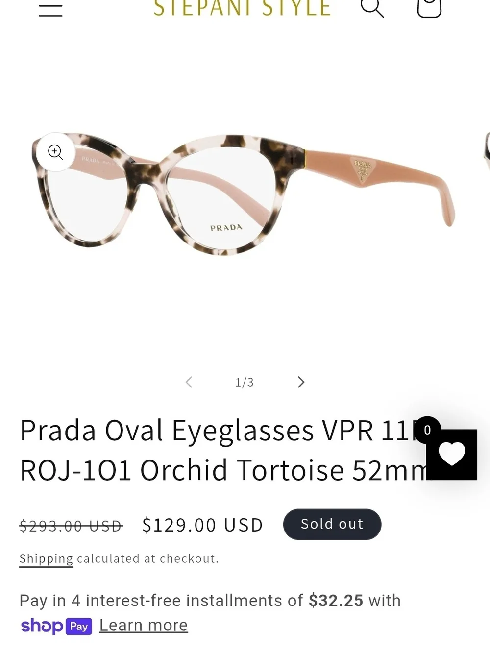 Prada Orchid Tortoise Oval Eyeglasses 52mm